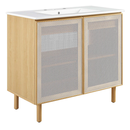 Modway, Calla 36" Perforated Metal Bathroom Vanity