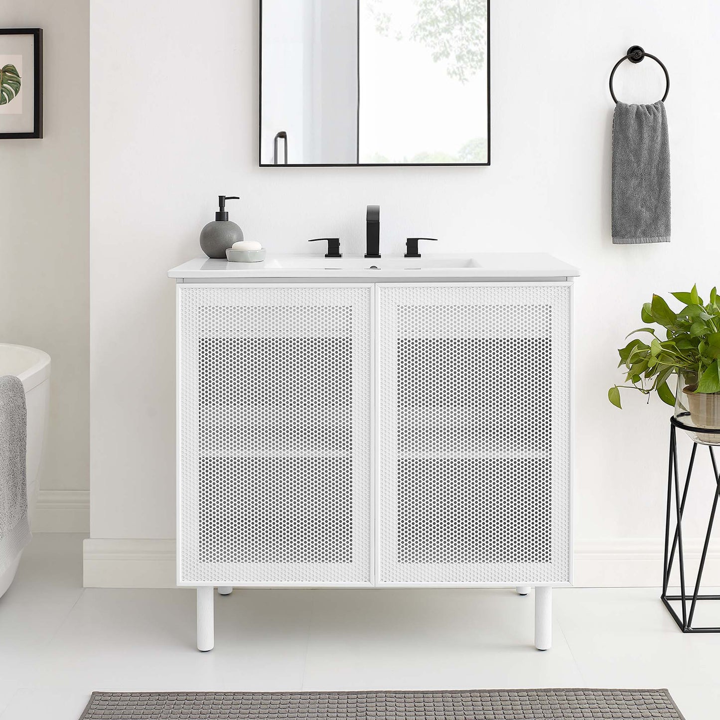 Modway, Calla 36" Perforated Metal Bathroom Vanity