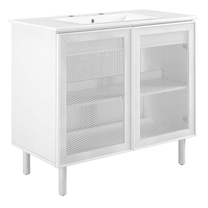 Modway, Calla 36" Perforated Metal Bathroom Vanity