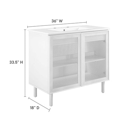Modway, Calla 36" Perforated Metal Bathroom Vanity