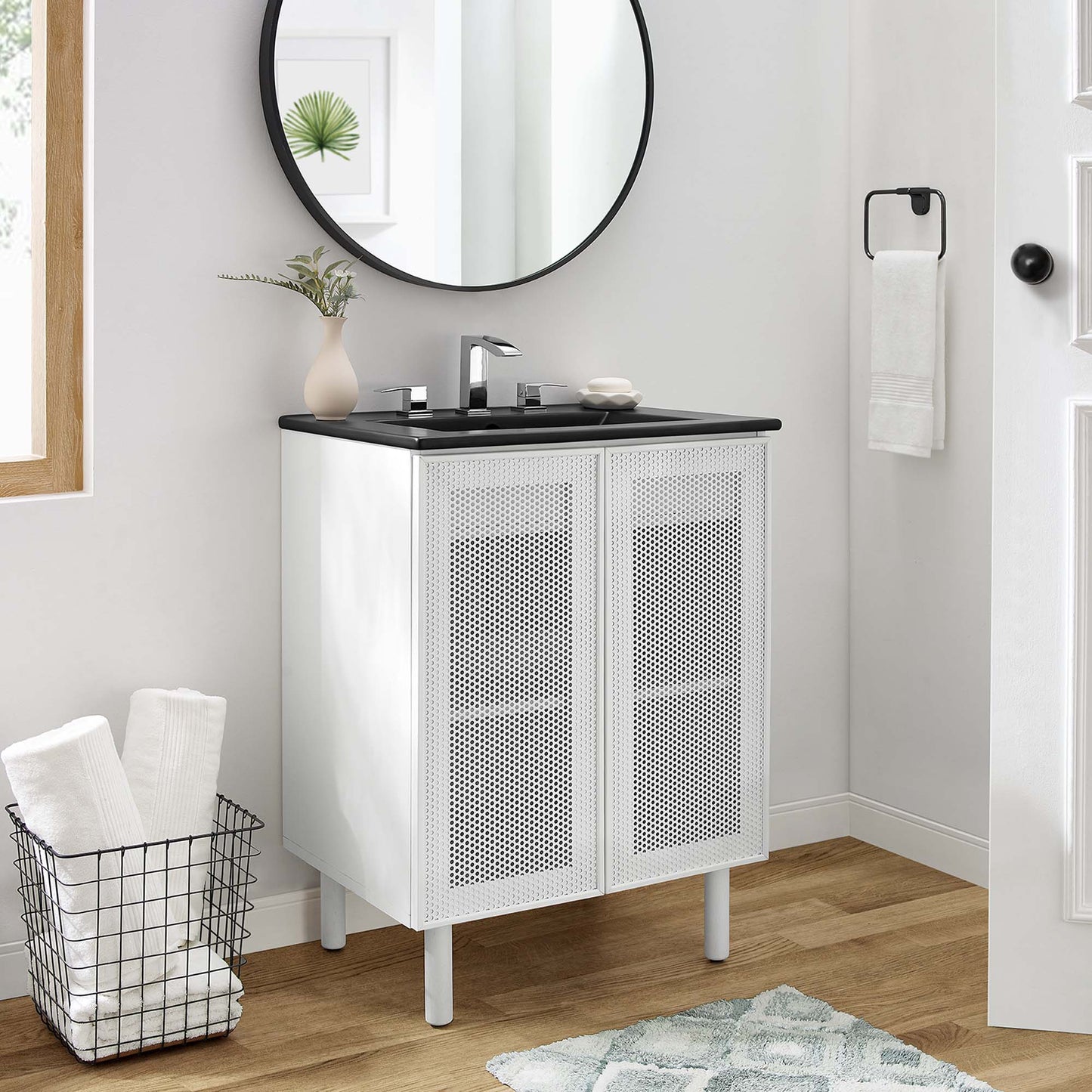 Modway, Calla 24" Perforated Metal Bathroom Vanity