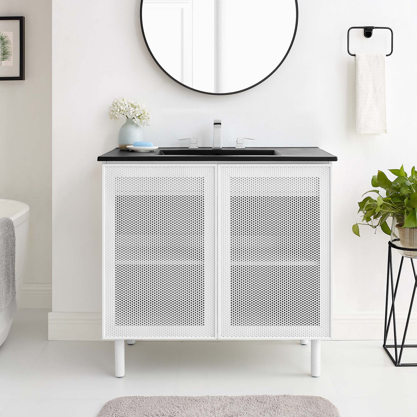 Modway, Calla 36" Perforated Metal Bathroom Vanity