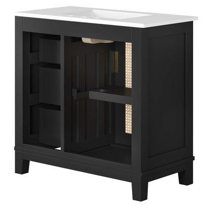 Modway, Dixie 36” Solid Wood Bathroom Vanity Cabinet