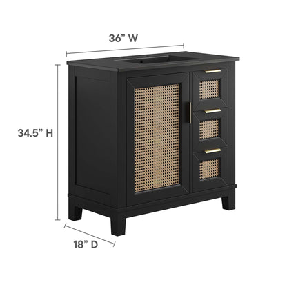Modway, Dixie 36” Solid Wood Bathroom Vanity Cabinet