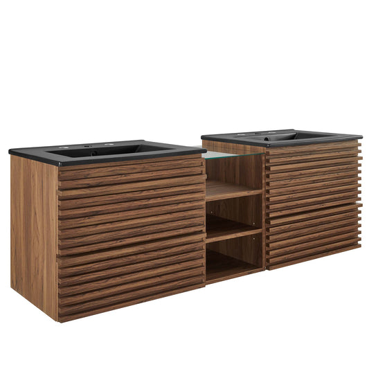 Modway, Render 62" Wall-Mount Double Sink Bathroom Vanity