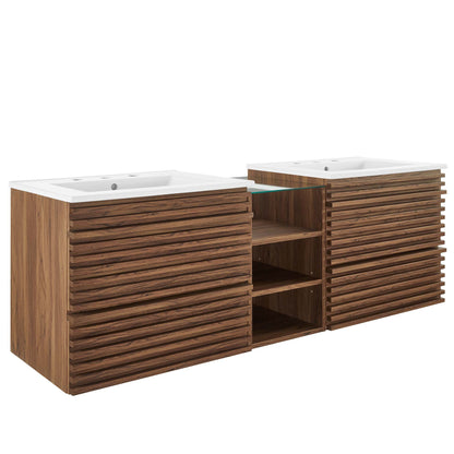 Modway, Render 62" Wall-Mount Double Sink Bathroom Vanity