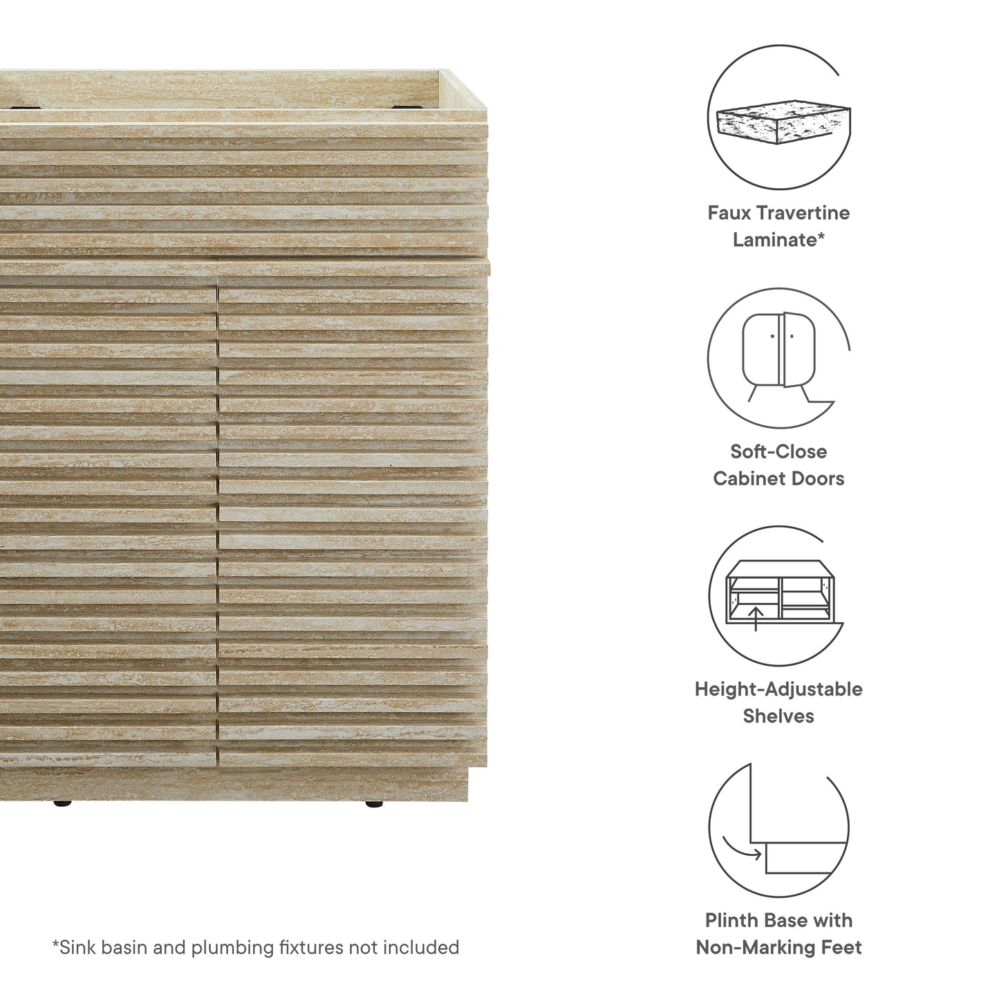 Modway, Render 24" Faux Travertine Bathroom Vanity Cabinet (Sink Not Included)