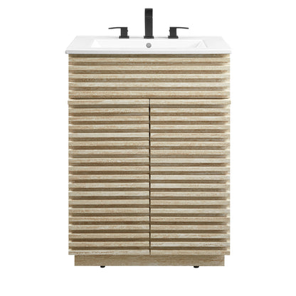 Modway, Render 24" Faux Travertine Bathroom Vanity With Sink