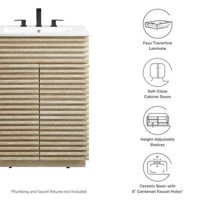 Modway, Render 24" Faux Travertine Bathroom Vanity With Sink