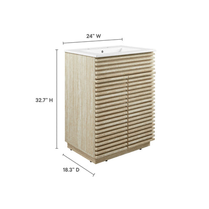 Modway, Render 24" Faux Travertine Bathroom Vanity With Sink