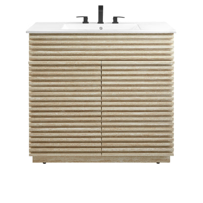 Modway, Render 36" Faux Travertine Bathroom Vanity With Sink