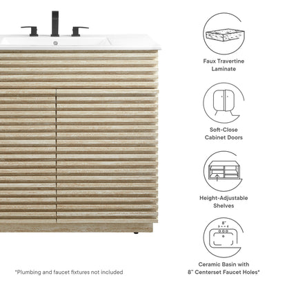 Modway, Render 36" Faux Travertine Bathroom Vanity With Sink