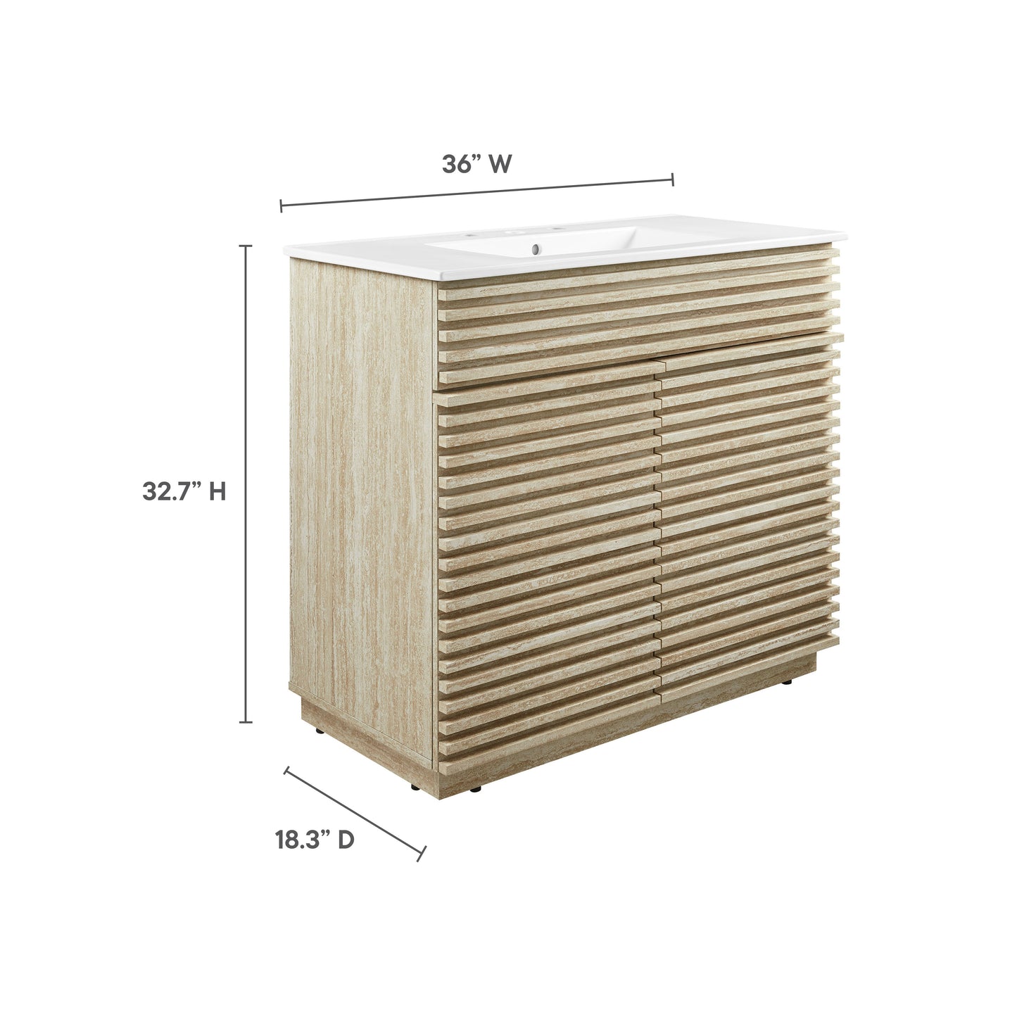 Modway, Render 36" Faux Travertine Bathroom Vanity With Sink