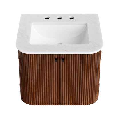 Modway, Zia 24" Wall-Mount Bathroom Vanity with Marble Sink