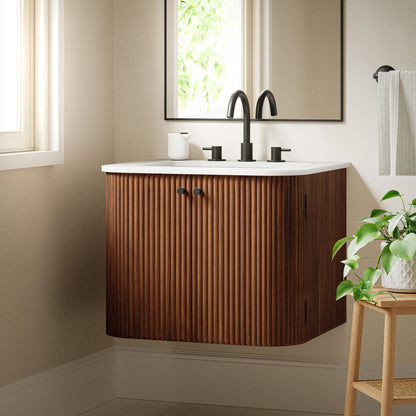 Modway, Zia 24" Wall-Mount Bathroom Vanity with Marble Sink