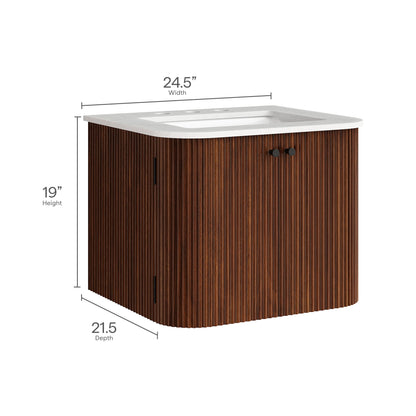 Modway, Zia 24" Wall-Mount Bathroom Vanity with Marble Sink