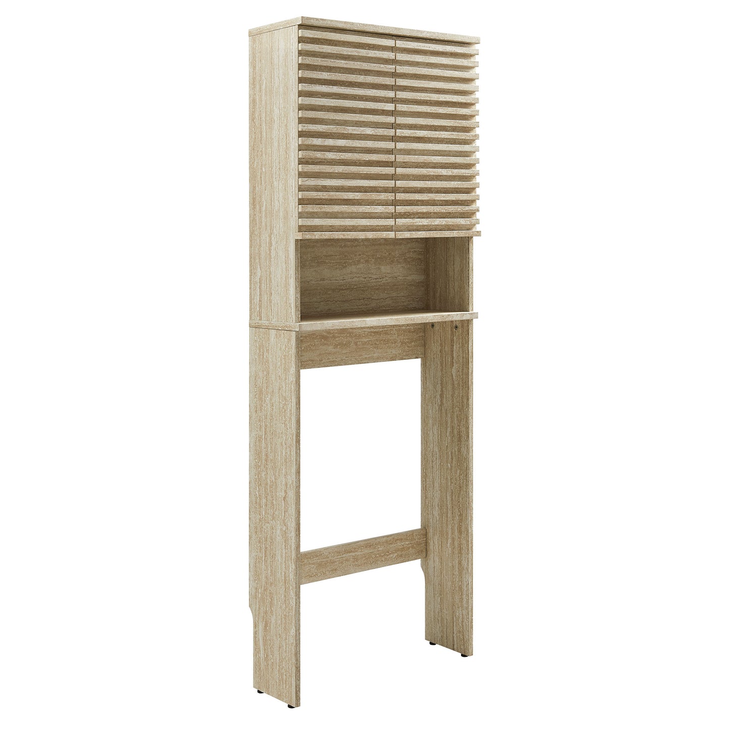 Modway, Render Over the Toilet Faux Travertine Bathroom Storage Cabinet