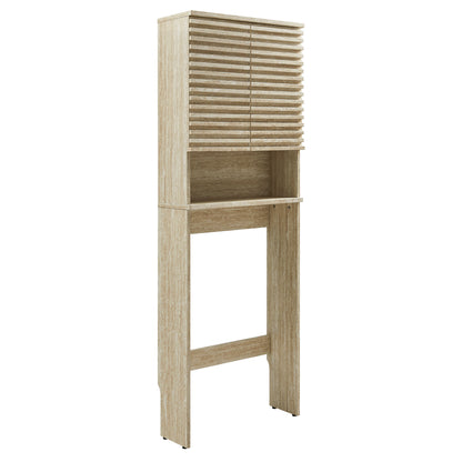 Modway, Render Over the Toilet Faux Travertine Bathroom Storage Cabinet