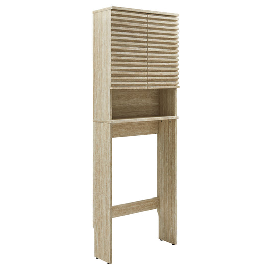 Modway, Render Over the Toilet Faux Travertine Bathroom Storage Cabinet