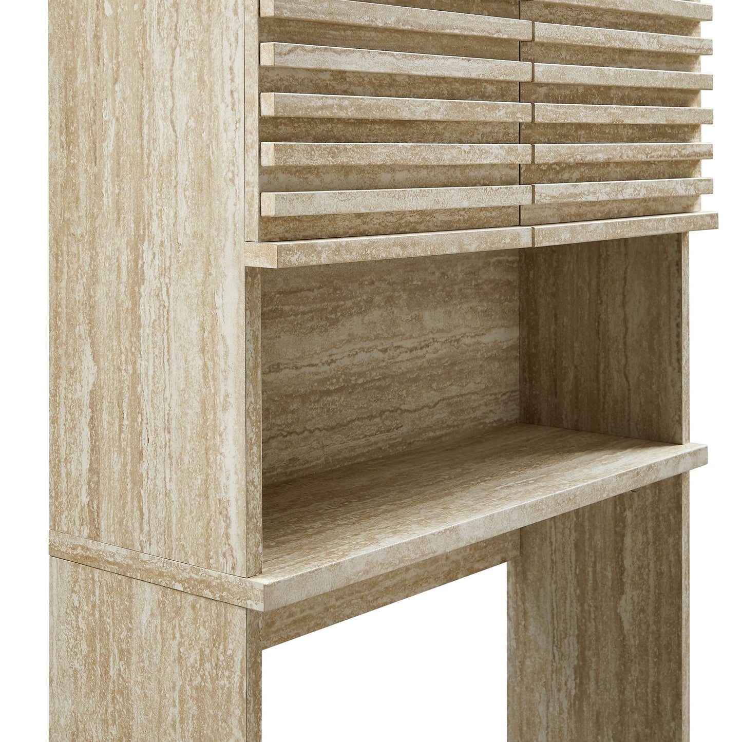 Modway, Render Over the Toilet Faux Travertine Bathroom Storage Cabinet