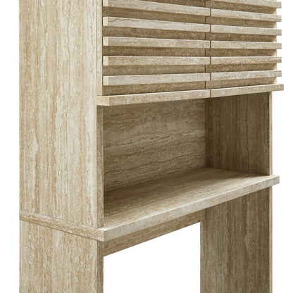 Modway, Render Over the Toilet Faux Travertine Bathroom Storage Cabinet