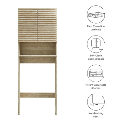 Modway, Render Over the Toilet Faux Travertine Bathroom Storage Cabinet