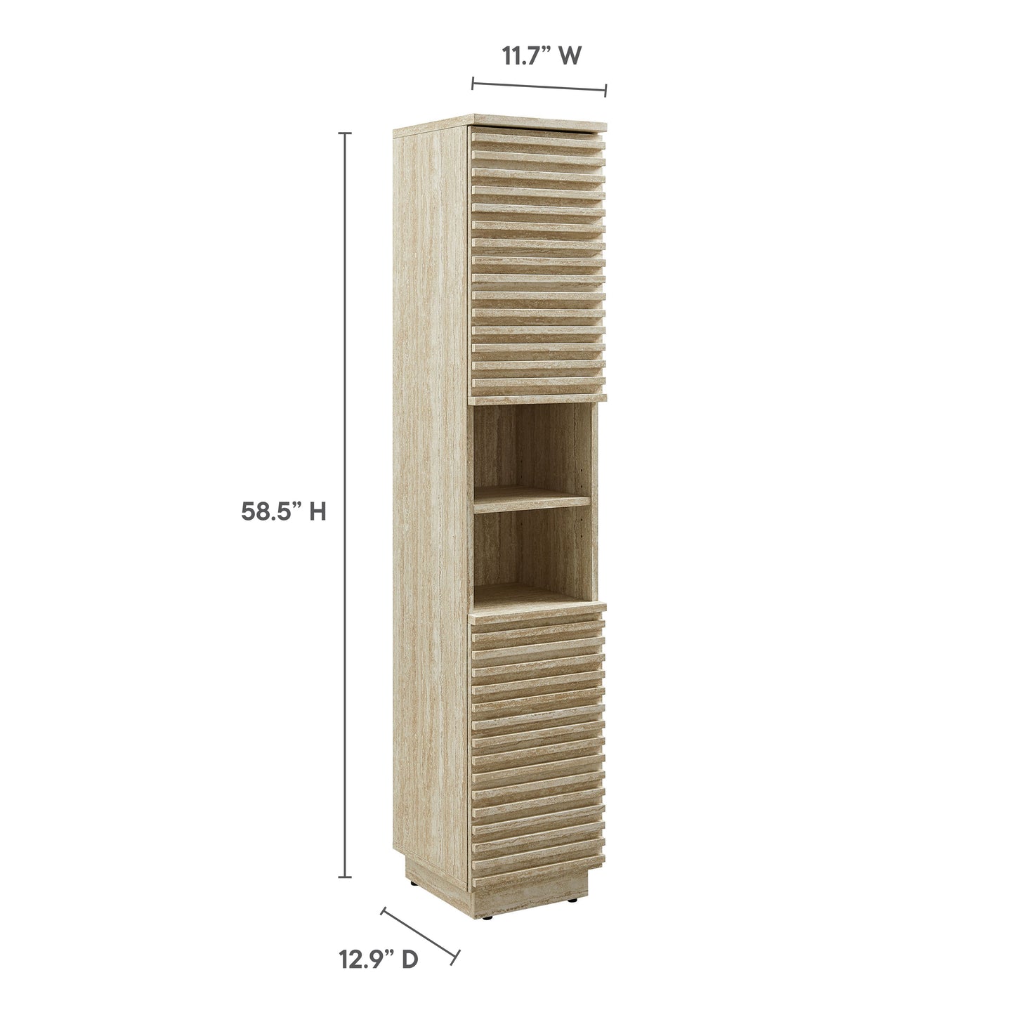 Modway, Render Tall Narrow Faux Travertine Linen Storage Cabinet