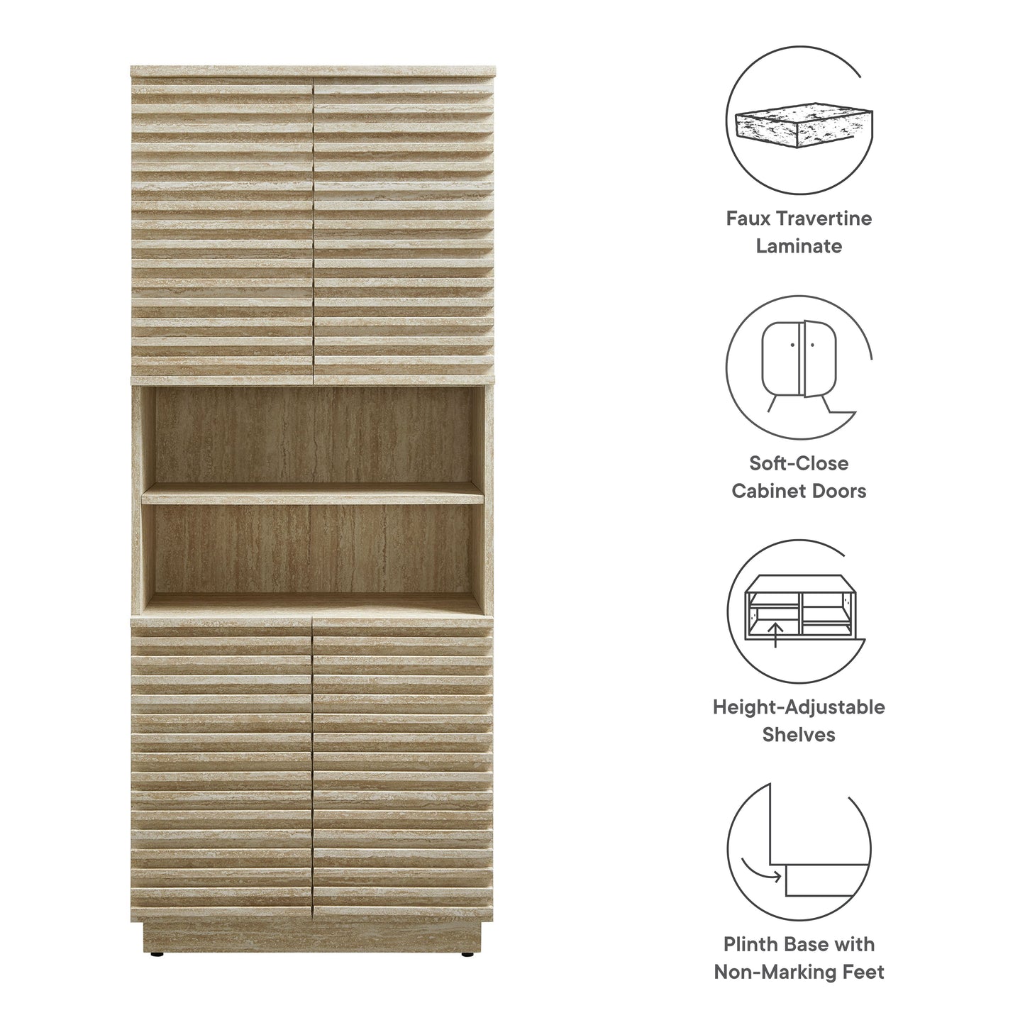Modway, Render Tall Faux Travertine Linen Storage Cabinet