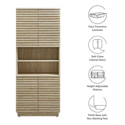 Modway, Render Tall Faux Travertine Linen Storage Cabinet