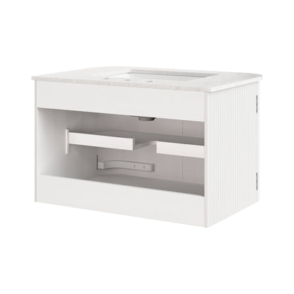 Modway, Zia 30" Wall-Mount Bathroom Vanity with Marble Sink