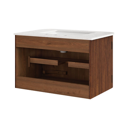 Modway, Zia 30" Wall-Mount Bathroom Vanity with Marble Sink