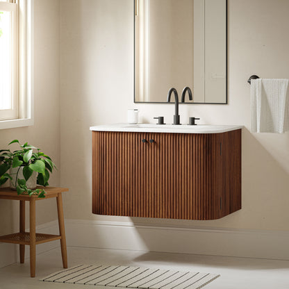 Modway, Zia 30" Wall-Mount Bathroom Vanity with Marble Sink