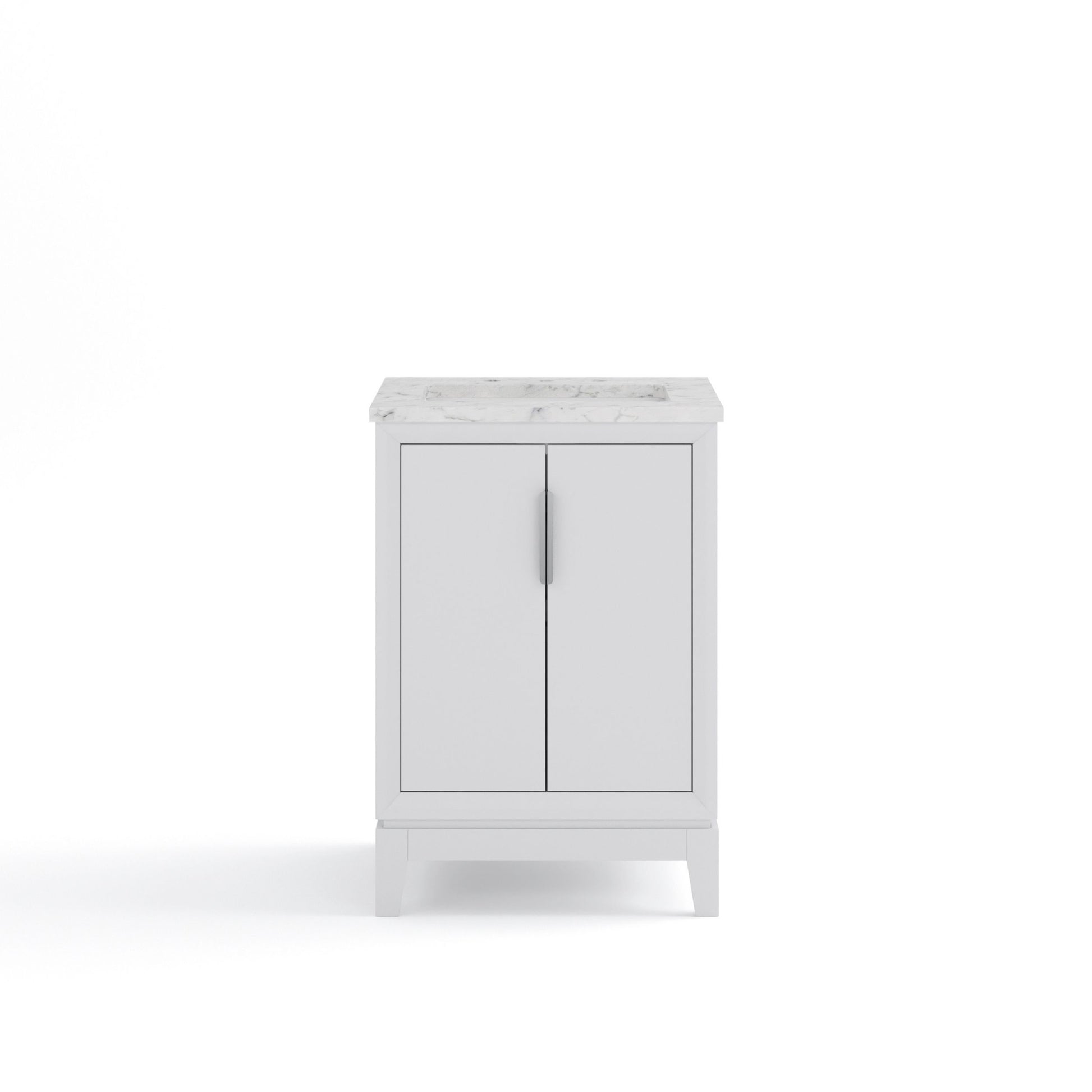 Elizabeth Collection 24 in. Bath Vanity in Pure White With Vanity Top in Carrara White Marble - Vanity Only | Water Creation