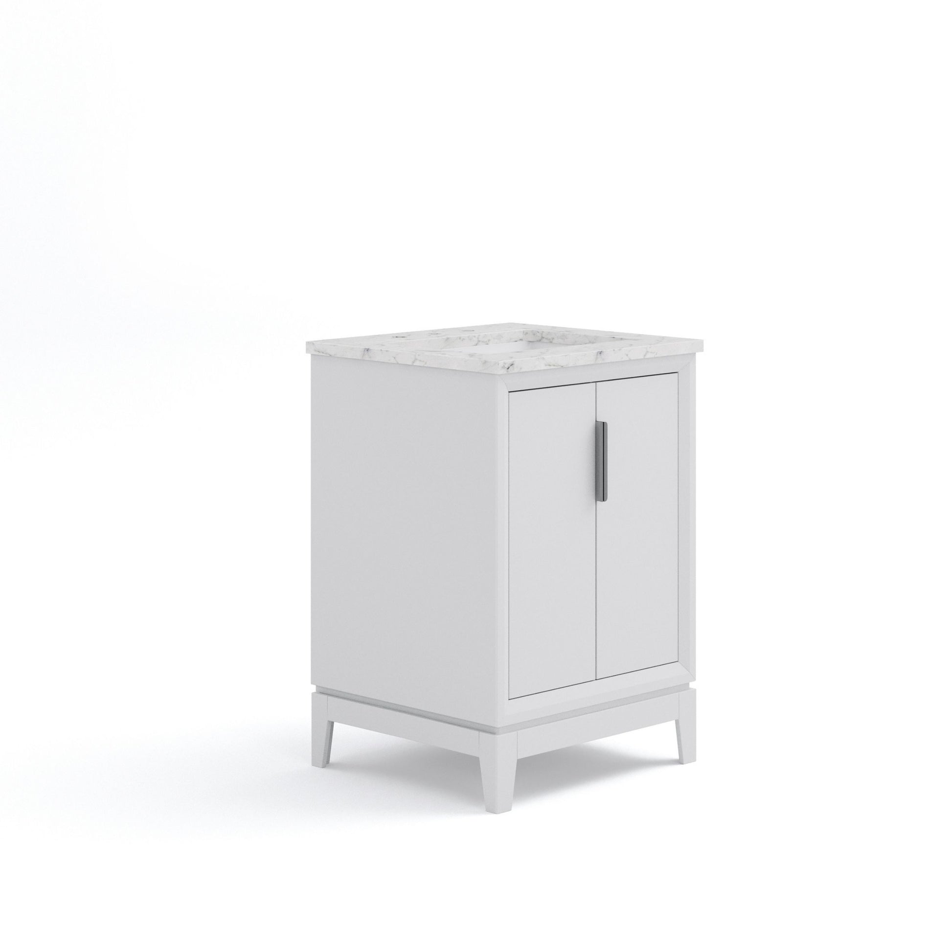 Elizabeth Collection 24 in. Bath Vanity in Pure White With Vanity Top in Carrara White Marble - Vanity Only | Water Creation