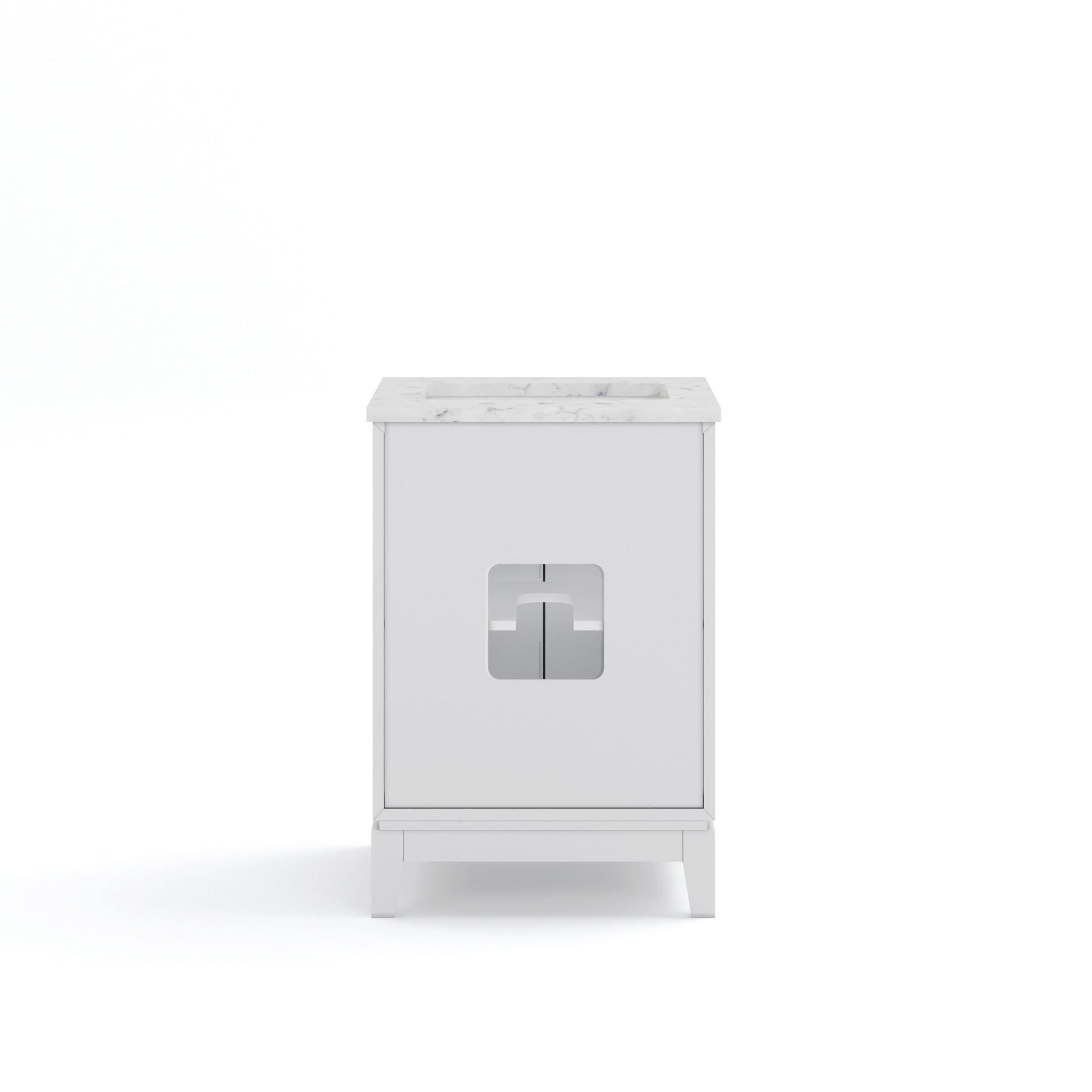 Elizabeth Collection 24 in. Bath Vanity in Pure White With Vanity Top in Carrara White Marble - Vanity Only | Water Creation