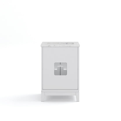 Elizabeth Collection 24 in. Bath Vanity in Pure White With Vanity Top in Carrara White Marble - Vanity Only | Water Creation