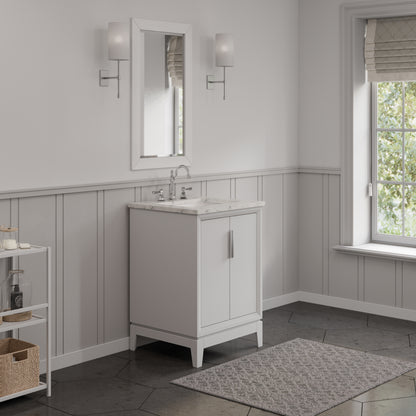 Elizabeth Collection 24 in. Bath Vanity in Pure White With Vanity Top in Carrara White Marble - Vanity Only | Water Creation