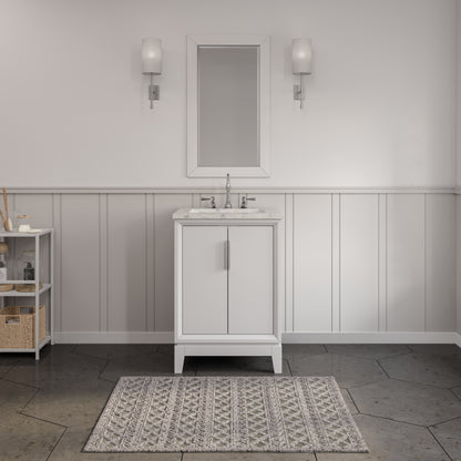 Elizabeth Collection 24 in. Bath Vanity in Pure White With Vanity Top in Carrara White Marble - Vanity Only | Water Creation