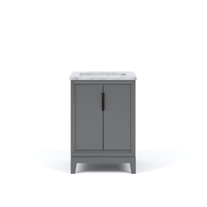 Elizabeth Collection 24 in. Bath Vanity in Cashmere Grey With Vanity Top in Carrara White Marble - Vanity Only | Water Creation