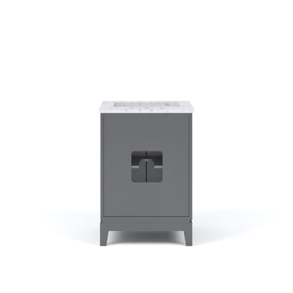 Elizabeth Collection 24 in. Bath Vanity in Cashmere Grey With Vanity Top in Carrara White Marble - Vanity Only | Water Creation