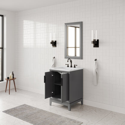 Elizabeth Collection 24 in. Bath Vanity in Cashmere Grey With Vanity Top in Carrara White Marble - Vanity Only | Water Creation