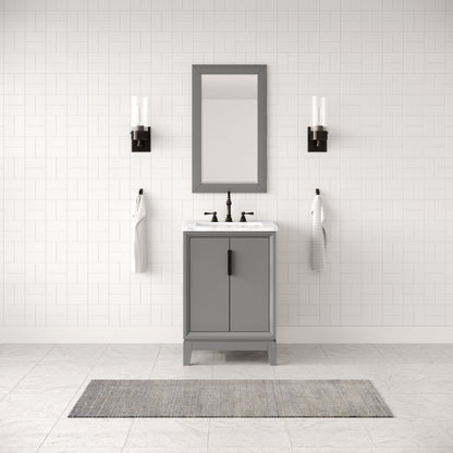 Elizabeth Collection 24 in. Bath Vanity in Cashmere Grey With Vanity Top in Carrara White Marble - Vanity Only | Water Creation