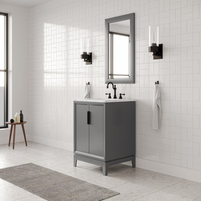 Elizabeth Collection 24 in. Bath Vanity in Cashmere Grey With Vanity Top in Carrara White Marble - Vanity Only | Water Creation