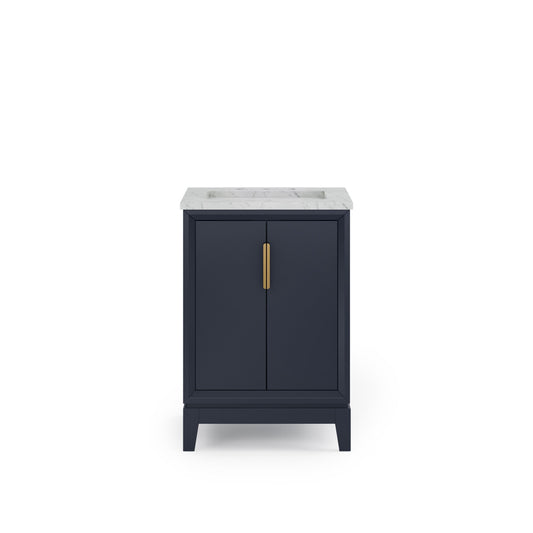Elizabeth Collection 24 in. Bath Vanity in Monarch Blue With Vanity Top in Carrara White Marble - Vanity Only | Water Creation