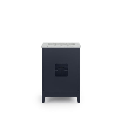 Elizabeth Collection 24 in. Bath Vanity in Monarch Blue With Vanity Top in Carrara White Marble - Vanity Only | Water Creation