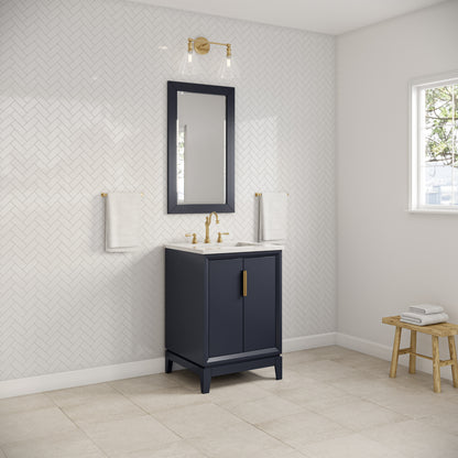 Elizabeth Collection 24 in. Bath Vanity in Monarch Blue With Vanity Top in Carrara White Marble - Vanity Only | Water Creation