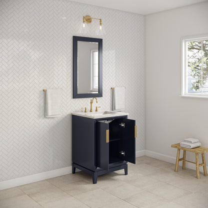 Elizabeth Collection 24 in. Bath Vanity in Monarch Blue With Vanity Top in Carrara White Marble - Vanity Only | Water Creation
