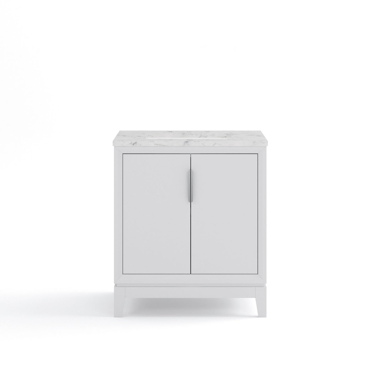 Elizabeth Collection 30 in. Bath Vanity in Pure White With Vanity Top in Carrara White Marble - Vanity Only | Water Creation