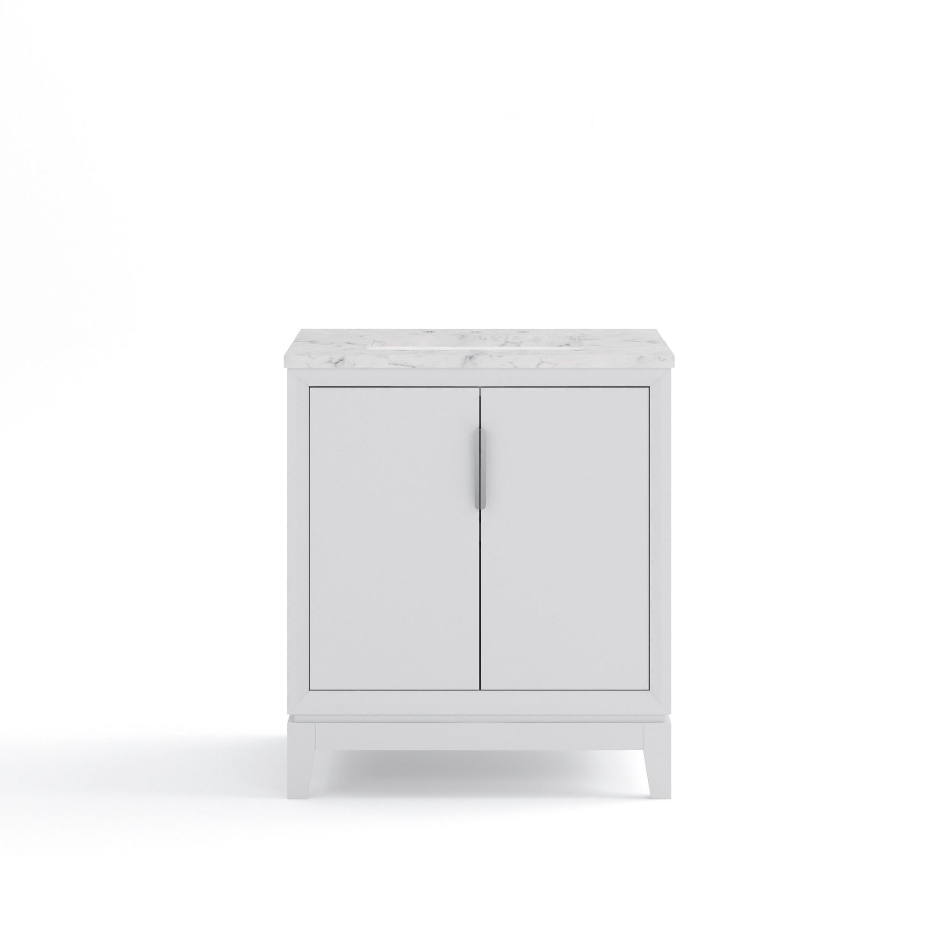 Elizabeth Collection 30 in. Bath Vanity in Pure White With Vanity Top in Carrara White Marble - Vanity Only | Water Creation