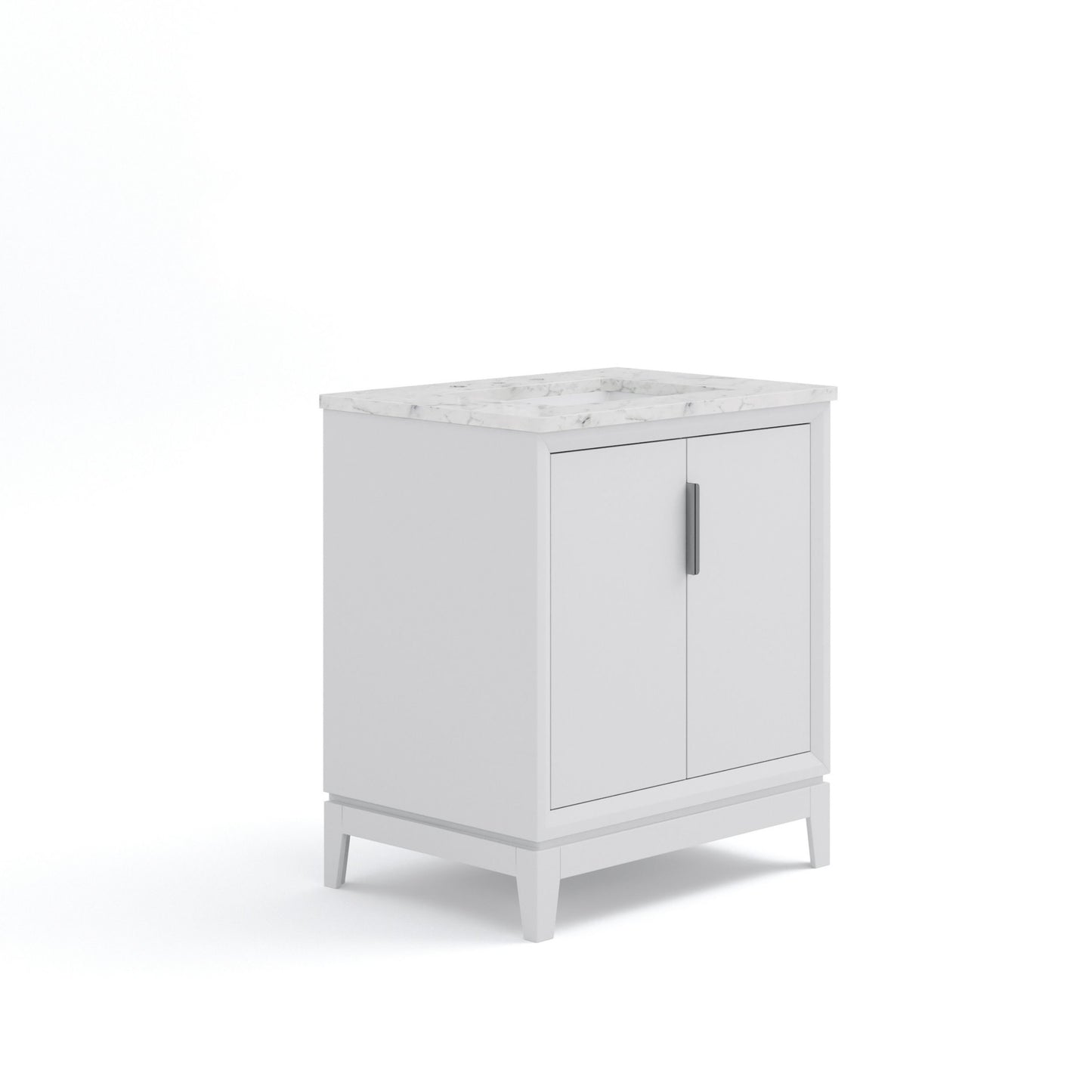 Elizabeth Collection 30 in. Bath Vanity in Pure White With Vanity Top in Carrara White Marble - Vanity Only | Water Creation